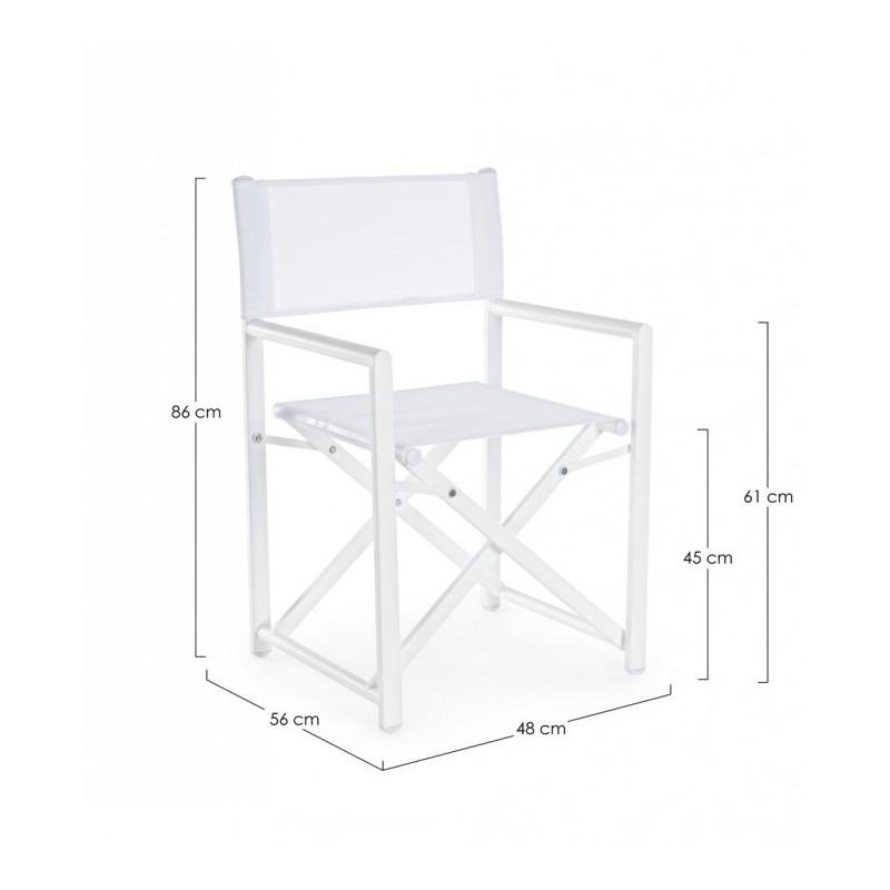Sedia regista bianco pieghevole per giardino e casa - Dimensioni: 48 x 56 x 86h